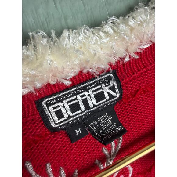 Vintage Becher Christmas Cardigan Sweater Women’s M Embroidered, Beaded Details - Picture 6 of 7